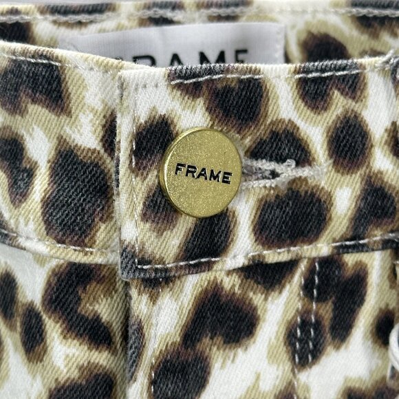 Frame Jeans Womens 25 Ali High Rise Cigarette Animal Print Cotton Stretch NEW - Picture 4 of 10
